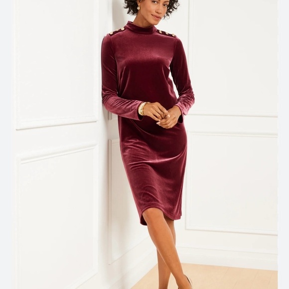 Talbots Women Elegant Velvet Burgundy Red Shift Dress size Small NWT Talbots Women Elegant Velvet Burgundy Red Shift Dress size Small NWT